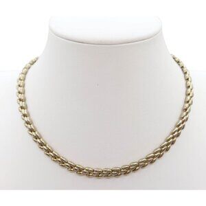 Vintage Gold Tone Rice Link Collar Choker Necklace Classic Preppy Casual 16.5" M